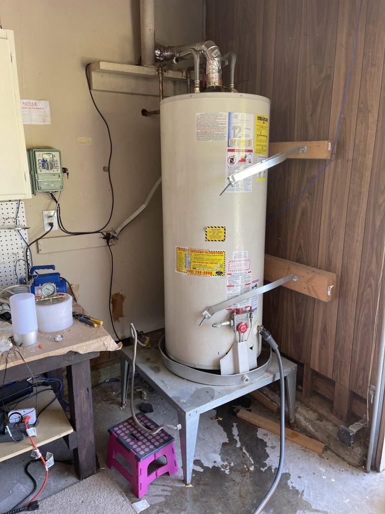 In-process shot of a water heater repair in a Sunnyvale home, reflecting our commitment to quality service