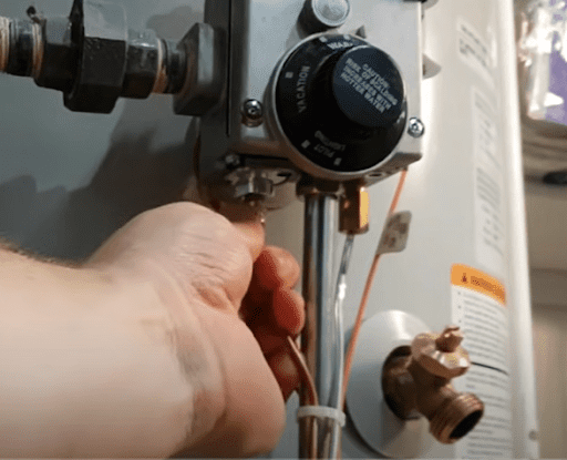 Disconnect the thermocouple from the gas control device: step 2