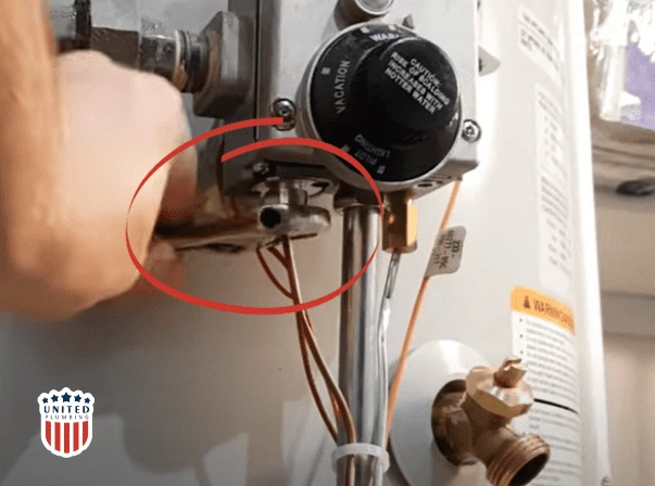 Disconnect the thermocouple from the gas control device step 3