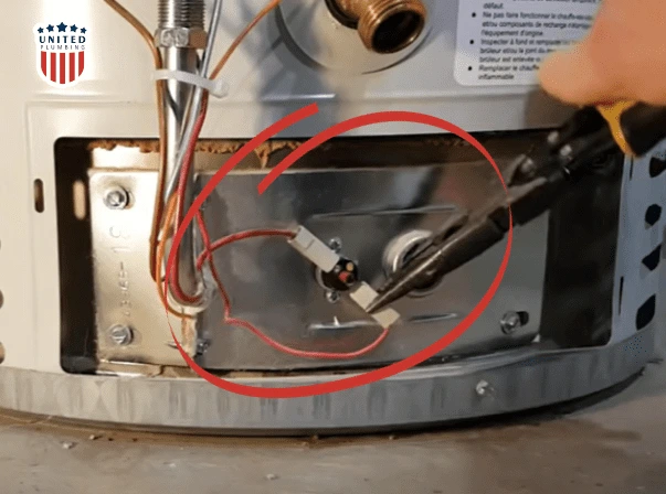 Disconnect the thermocouple from the gas control device step 4