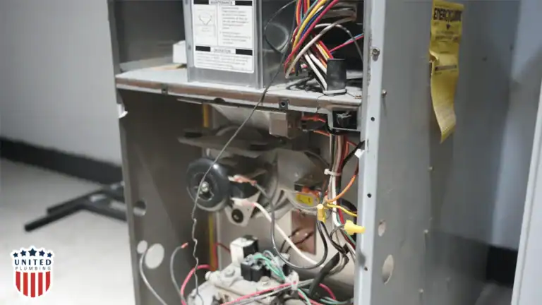 Partially installed HVAC system with exposed wiring and labels, taken during an air conditioning installation by United Plumbing.