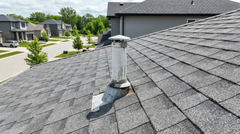roof plumbing vent pipe on residential house
